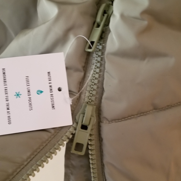 Sz 2 Torrid Sage Green Winter Coat w/Faux Fur Lined Hood - Picture 9 of 16